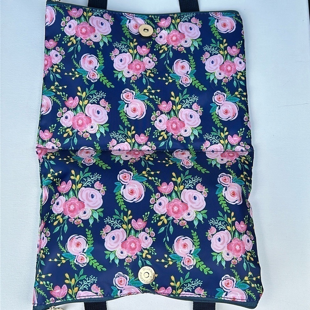 Mary Square Foldable Organizer Bag with button closure in navy - Picture 7 of 13